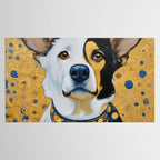 Gustav Klimt Style Dog Dressed in Blue White and Gold Tablecloth Gallery Image 2