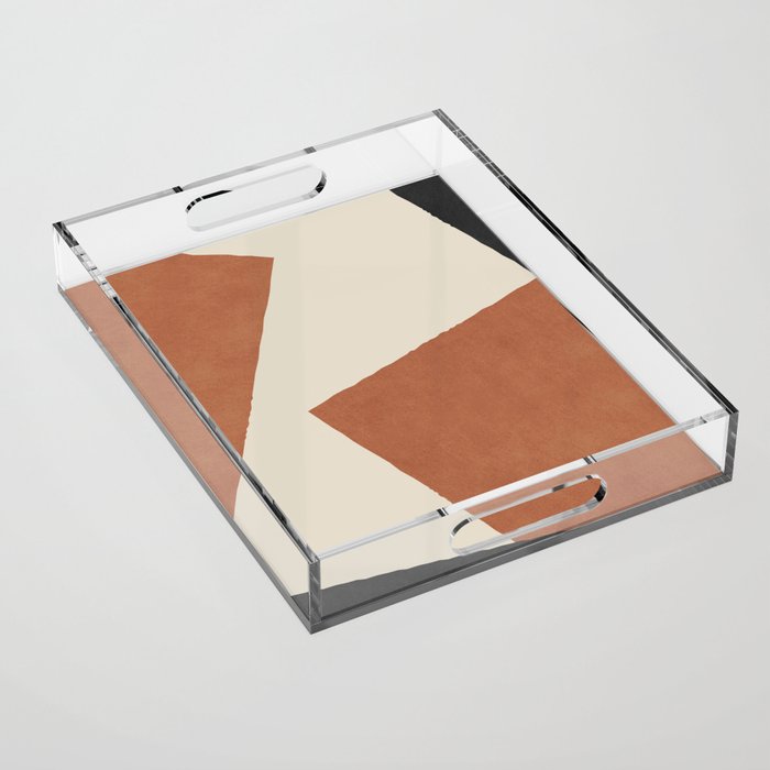 Graphic Edge Shapes - Terracotta Orange Brown Acrylic Tray Gallery Image 1