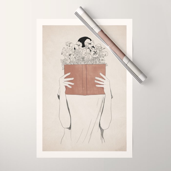 The Dreamer Line Art Wrapping Paper Gallery Image 1