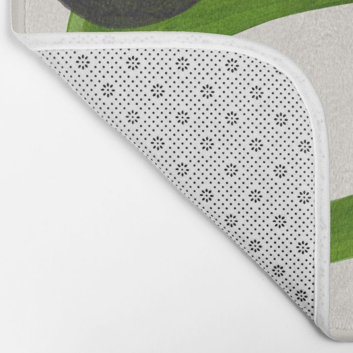 Minimalist Modern Mid Century Colorful Abstract Shapes Olive Green Retro Funky Shapes 60's Vintage Bath Mat Gallery Image 2