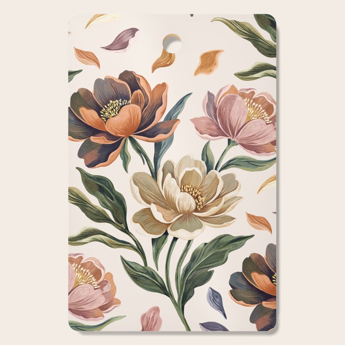 Hand Painted Peony Florals Cutting Board Gallery Image 1