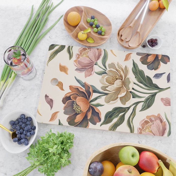 Hand Painted Peony Florals Cutting Board Gallery Image 2