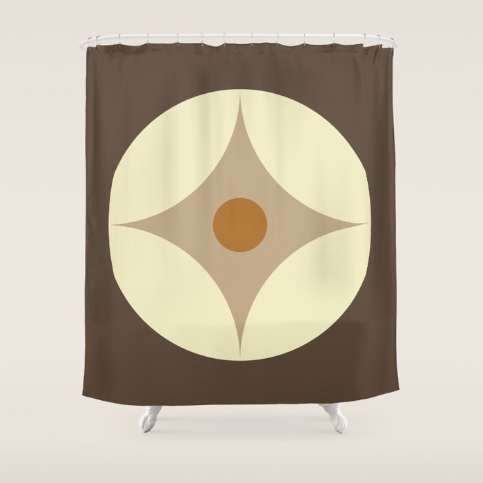 Retro Geometric Circle Pattern Shower Curtain Gallery Image 1