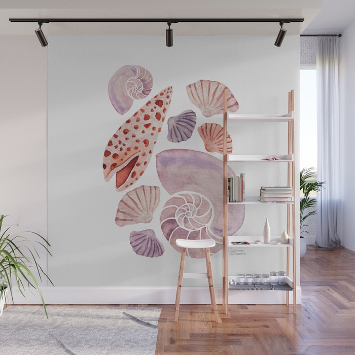 Watercolor Seashells Wall Mural Gallery Image 1