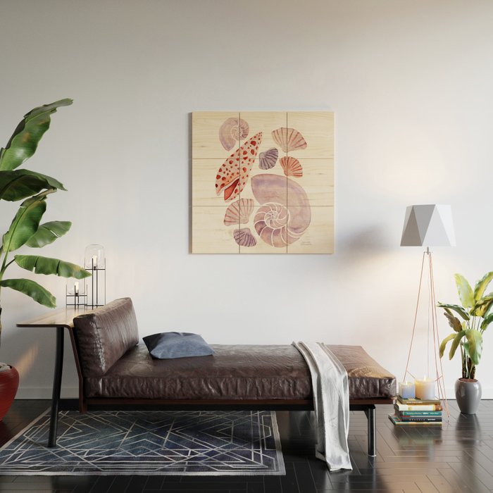 Watercolor Seashells Wood Wall Art Gallery Image 2