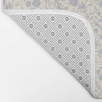 Hand Drawn Jacobean Floral - Blue Cream Bath Mat Gallery Image 2