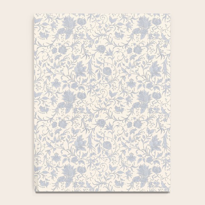 Hand Drawn Jacobean Floral - Blue Cream Notebook Gallery Image 4