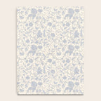 Hand Drawn Jacobean Floral - Blue Cream Notebook Gallery Image 4