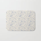Hand Drawn Jacobean Floral - Blue Cream Bath Mat Gallery Image 1