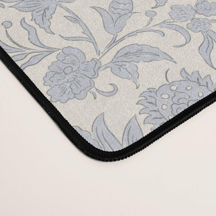 Hand Drawn Jacobean Floral - Blue Cream Desk Mat Gallery Image 4
