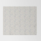 Hand Drawn Jacobean Floral - Blue Cream Throw Blanket Gallery Image 2