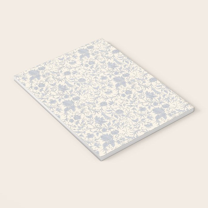 Hand Drawn Jacobean Floral - Blue Cream Notebook Gallery Image 3