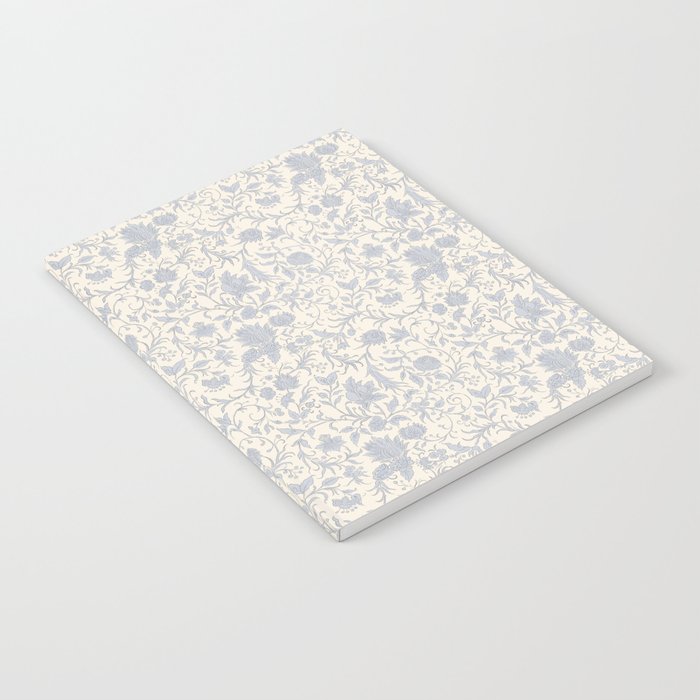 Hand Drawn Jacobean Floral - Blue Cream Notebook Gallery Image 2