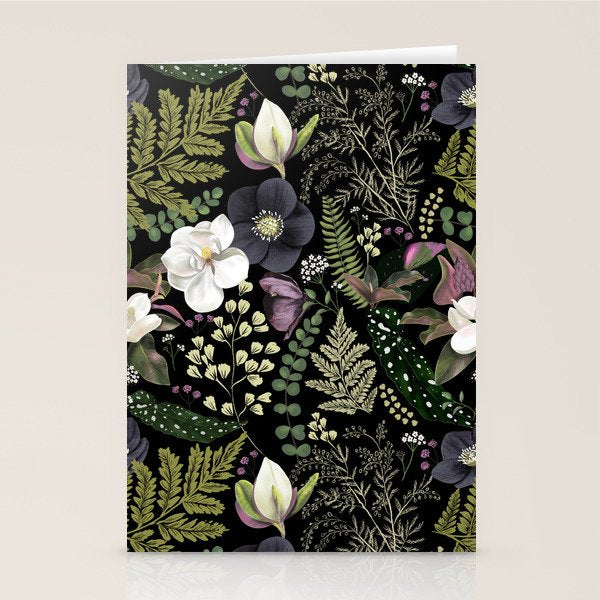 Dark Mystical Garden Botanical Pattern Stationery Card Gallery Image 1