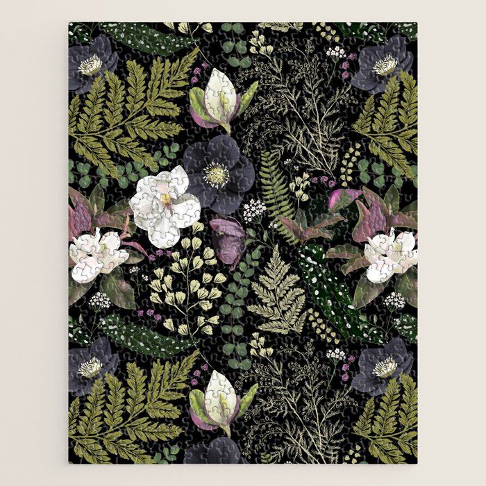 Dark Mystical Garden Botanical Pattern Jigsaw Puzzle Gallery Image 1
