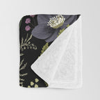 Dark Mystical Garden Botanical Pattern Throw Blanket Gallery Image 3