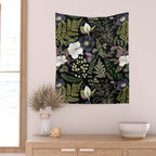 Dark Mystical Garden Botanical Pattern Wall Tapestry Gallery Image 2