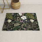 Dark Mystical Garden Botanical Pattern Rug Gallery Image 1