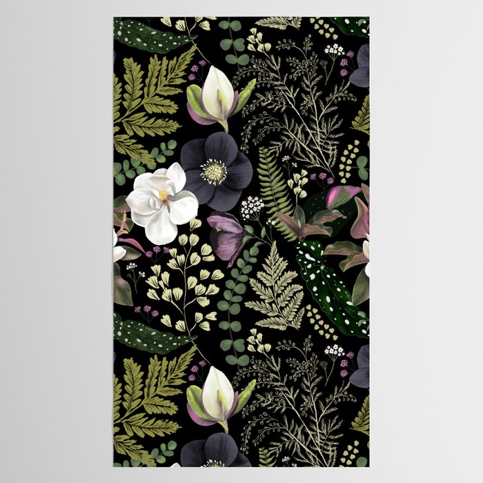 Dark Mystical Garden Botanical Pattern Tablecloth Gallery Image 2