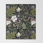 Dark Mystical Garden Botanical Pattern Throw Blanket Gallery Image 2