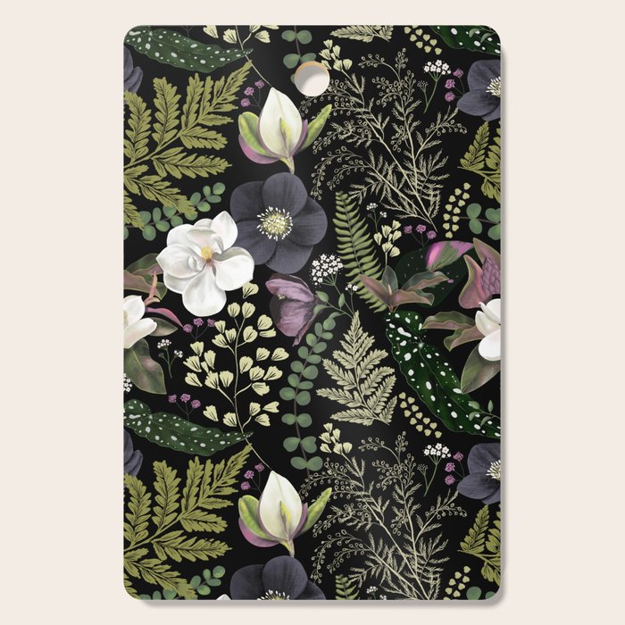 Dark Mystical Garden Botanical Pattern Cutting Board Gallery Image 1