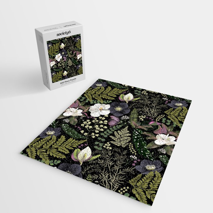 Dark Mystical Garden Botanical Pattern Jigsaw Puzzle Gallery Image 2