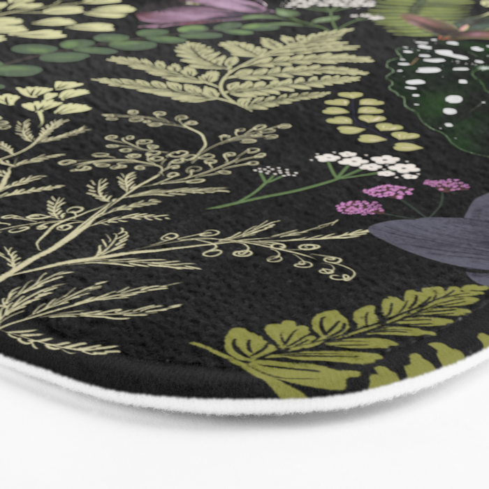 Dark Mystical Garden Botanical Pattern Bath Mat Gallery Image 3