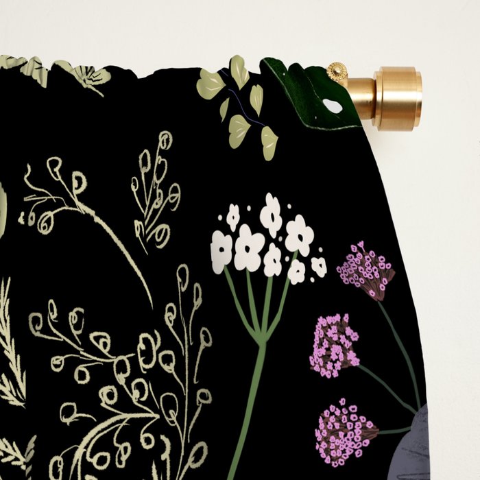 Dark Mystical Garden Botanical Pattern Window Curtain Gallery Image 2