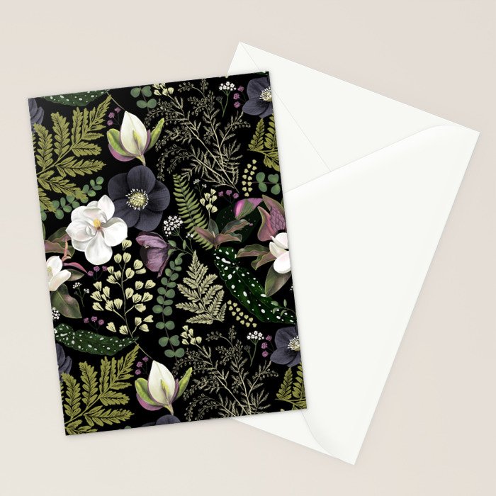 Dark Mystical Garden Botanical Pattern Stationery Card Gallery Image 2