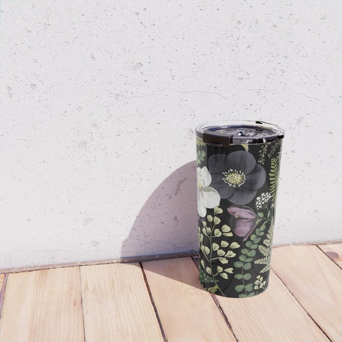 Dark Mystical Garden Botanical Pattern Travel Mug Gallery Image 4