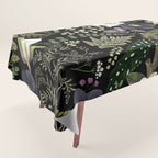 Dark Mystical Garden Botanical Pattern Tablecloth Gallery Image 1