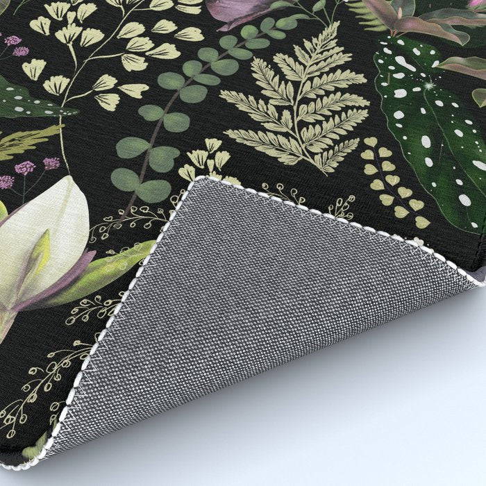 Dark Mystical Garden Botanical Pattern Rug Gallery Image 4