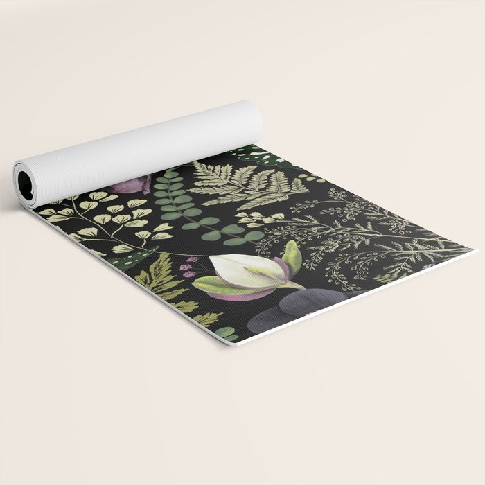 Dark Mystical Garden Botanical Pattern Yoga Mat Gallery Image 2