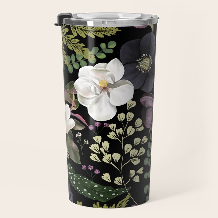 Dark Mystical Garden Botanical Pattern Travel Mug Gallery Image 3