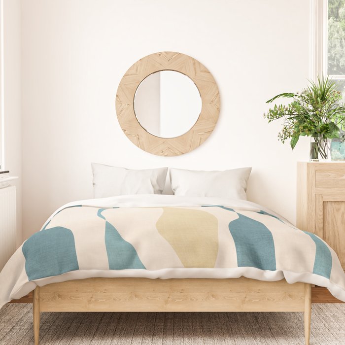 Teal Ochre Light Teal Lines Abstract Artwork Duvet Cover Gallery Image 3