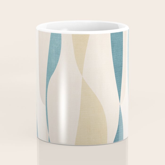 Teal Ochre Light Teal Lines Abstract Artwork Coffee Mug Gallery Image 4