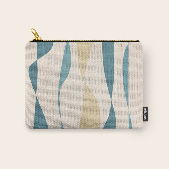 Teal Ochre Light Teal Lines Abstract Artwork Carry All Pouch Gallery Image 1