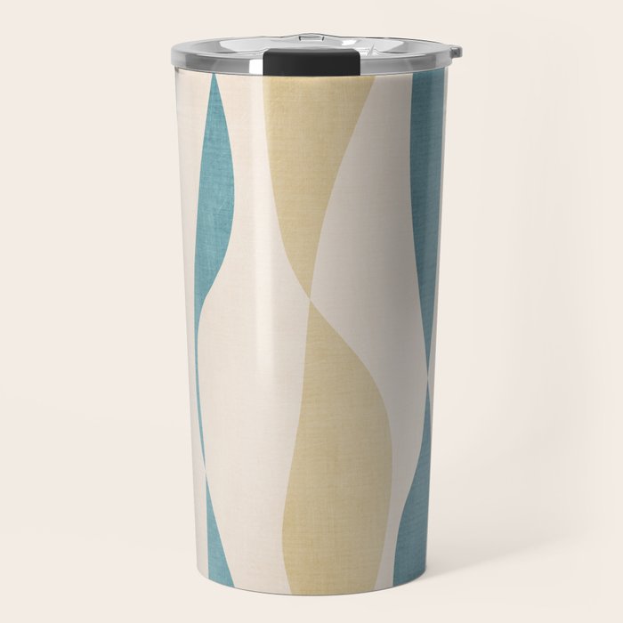 Teal Ochre Light Teal Lines Abstract Artwork Travel Mug Gallery Image 1