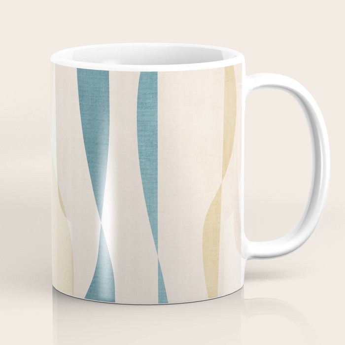 Teal Ochre Light Teal Lines Abstract Artwork Coffee Mug Gallery Image 1