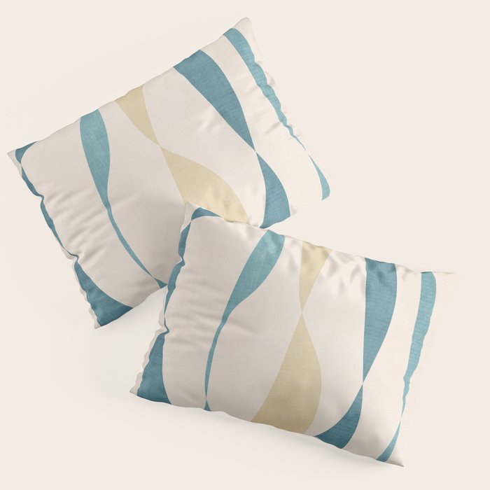 Teal Ochre Light Teal Lines Abstract Artwork Pillow Sham Gallery Image 3