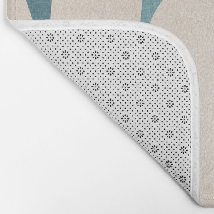 Teal Ochre Light Teal Lines Abstract Artwork Bath Mat Gallery Image 2