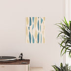 Teal Ochre Light Teal Lines Abstract Artwork Poster Gallery Image 2