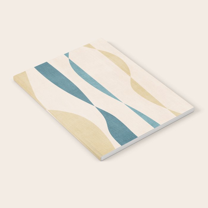 Teal Ochre Light Teal Lines Abstract Artwork Notebook Gallery Image 1