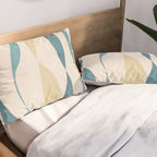 Teal Ochre Light Teal Lines Abstract Artwork Pillow Sham Gallery Image 2