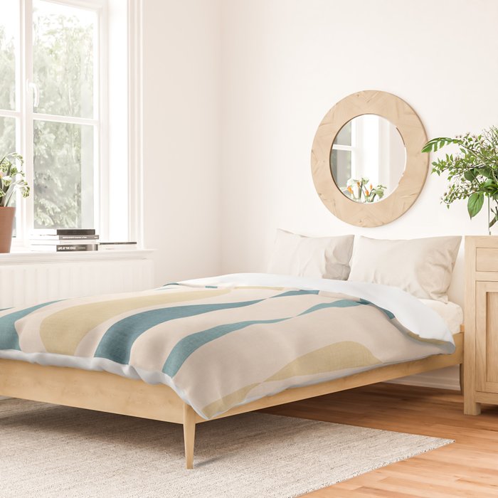 Teal Ochre Light Teal Lines Abstract Artwork Duvet Cover Gallery Image 2
