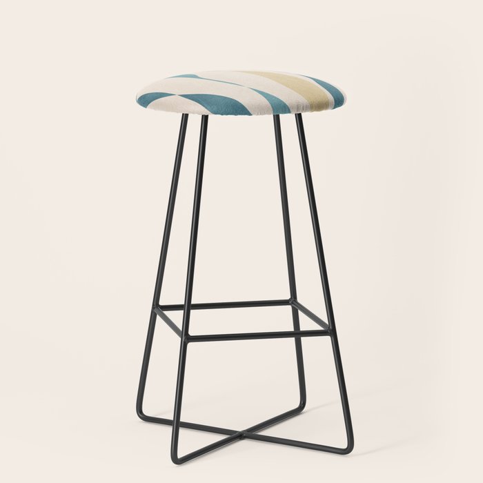 Teal Ochre Light Teal Lines Abstract Artwork Stool Gallery Image 1