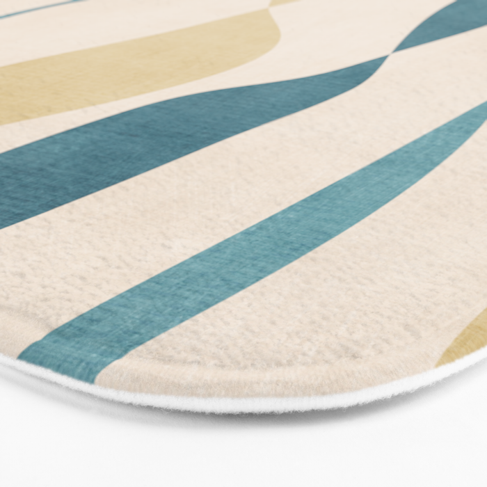 Teal Ochre Light Teal Lines Abstract Artwork Bath Mat Gallery Image 3