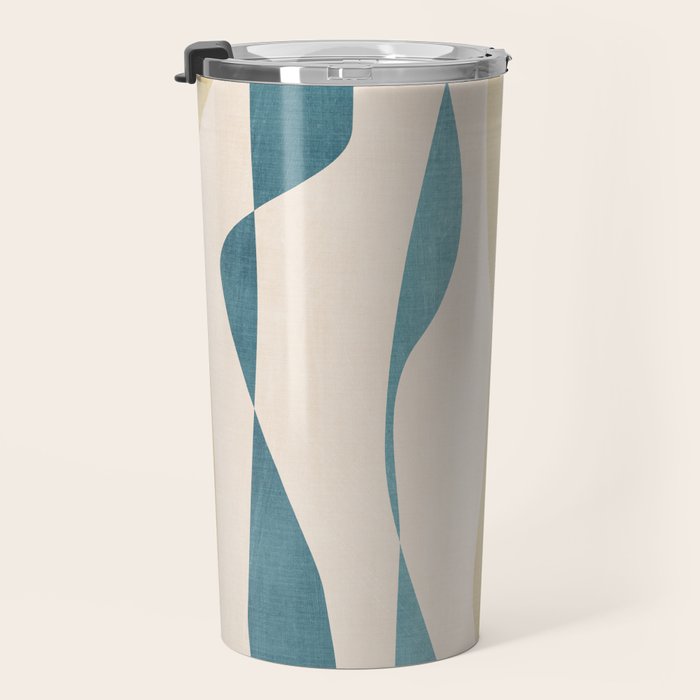Teal Ochre Light Teal Lines Abstract Artwork Travel Mug Gallery Image 3