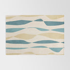 Teal Ochre Light Teal Lines Abstract Artwork Rug Gallery Image 2