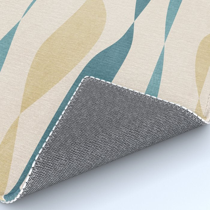 Teal Ochre Light Teal Lines Abstract Artwork Rug Gallery Image 4